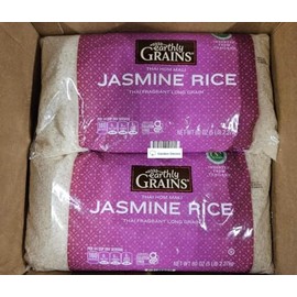 Earthly THAI HOM MALI Jasmine Rice Thai Fragrant Long Grain, 80oz 2.27kg (Two Bags)