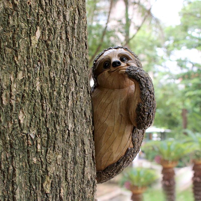 Garden Peeker Sloth Sculptures Lovely Innovative Simulation Resin Waterproof Lasting