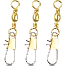 Fishing Barrel Swivel with Interlock Snap, 120pcs Fishing Swivel Stainless Steel Safety Snap Swivel Fishing Lure Line Tackle Connector 6# 8# 10#