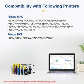 LC1240XL LC1280XL LC1220XL Printer Cartridges Compatible with Brother MFC-J280W MFC-J425W MFC-J430W MFC-J280W MFC-J435W MFC-J5910DW MFC-J625DW MFC-J6510DW MFC-J6710DW J6910DW J825DW(15) )