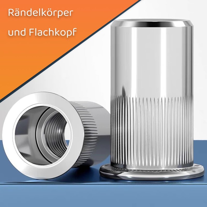 100pcs M5 Blind Rivet Nuts Stainless Steel Flat Head Thread