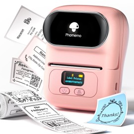 Phomemo Phomemo M110 Etikettendrucker Selbstklebend Bluetooth Etikettiergerät Tragbarer Beschriftungsgerät für Barcode,Einzelhandel,Kleidung, Thermo Label Printer Kompatibel mit Telefonen und PC-System,Rosa