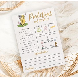 Wonninek Bear Baby Gender Reveal Card | 30 x Baby Prediction Advice Card for New Parents | Unisex Baby Shower Keepsake | Guess the Baby Due Date