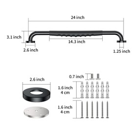 2 Pack 24 Inch Black Shower Grab Bar w/Anti Slip Rubber Grip,ZUEXT Stainless Steel Bath Grab Bar,Bathroom Balance Bar,Wall Mount Safety Handrail Support,Handicap Injury Elderly Senior Assist Handle