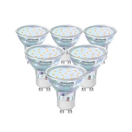 DEWENWILS GU10 LED Bulb Dimmable, 2700K Warm Light GU10 Bulb Replacement for Track Lighting, 500LM 5W Equivalent 50W, 120° Flood Beam for Kitchen, Range Hood, Living Room, Bedroom, 6 Pack, UL Listed