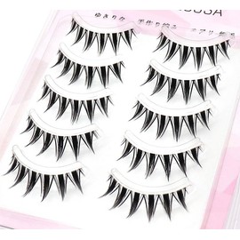 LASGOOS Pestañas Postizas Manga, Tiras Cruzadas Transparentes De 10-12 Mm, Naturales, Gruesas Y Rizadas, Ideales Para Cosplay, Bodas, Fiestas, Trabajo, Maquillaje De Ojos, 5 Pares (L15)