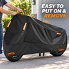 420D Heavy Duty Waterproof Motorcycle Cover, Black All Weather Outdoor