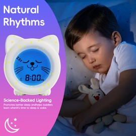 B&H Toddler Sleep Trainer Clock | USB Rechargeable Cute Kids Ok to Wake Alarm Clock | Drop Proof Baby Night Light | Science-Backed Lighting for Peaceful Sleep and Ready to Wake Mornings - Star Kitty