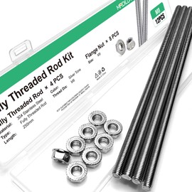 304 Stainless Steel M8-1.25x250mm Fully Threaded Rod Studs，Long Threaded Screw Right Hand Threads All Threaded Rod Studs for Anchor Bolts Clamps Hangers U-Bolts（Pack of 4）