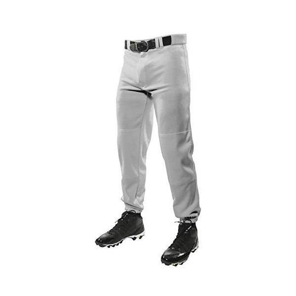 CHAMPRO Traditional Fit Triple Crown Classic Baseball Pants in Solid Color with Reinforced Sliding Areas, Grey, Small