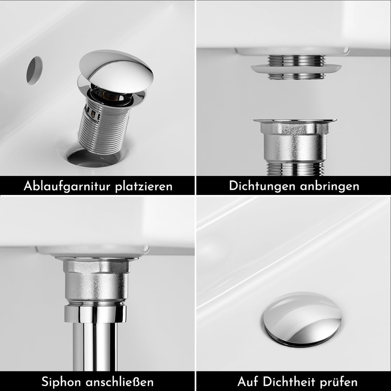 Bürstenking Sink Drain Fitting - Drain Valve with Hair Strainer