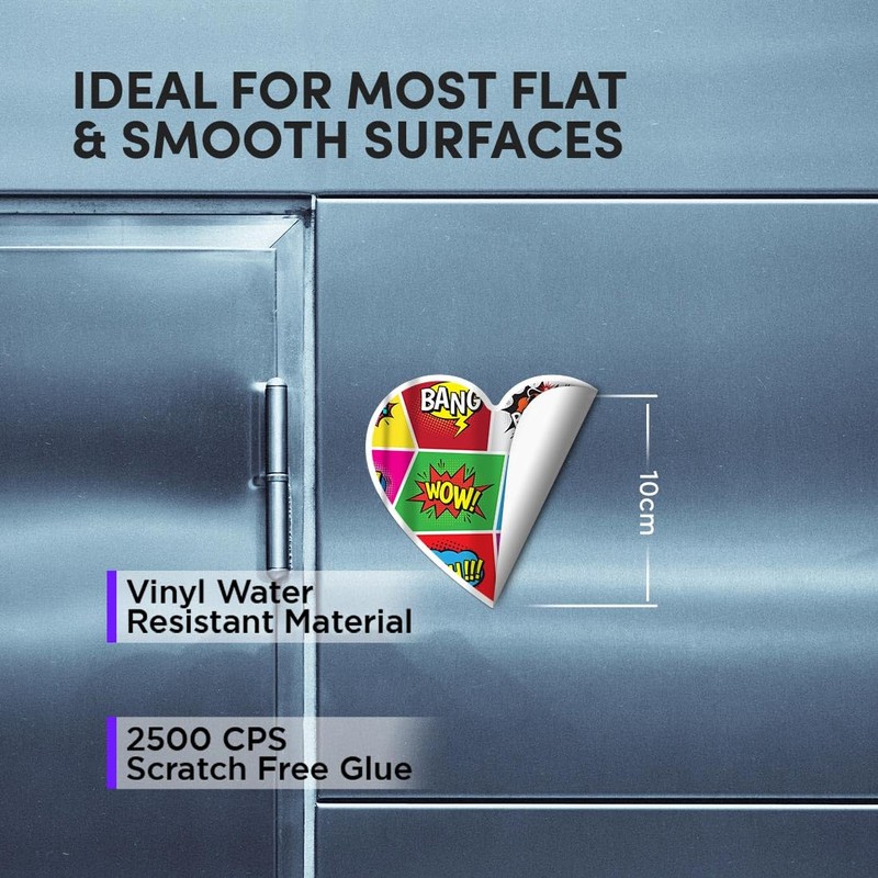 Vinyl Heart Stickers (Set of 4) 10cm - Pop Art