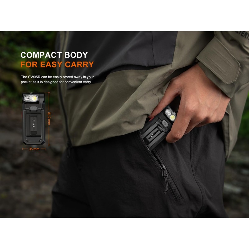 Fenix SW05R-RED Clip On Flat Body swival Flashlight with Red