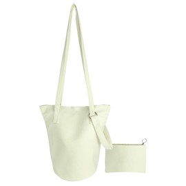 Funxdola Women Fabric Canvas Tote Shoulder Everything Bag with Inner Pocket Latop Sleeve Crossbody Strap Makeup Bag, White, One Size