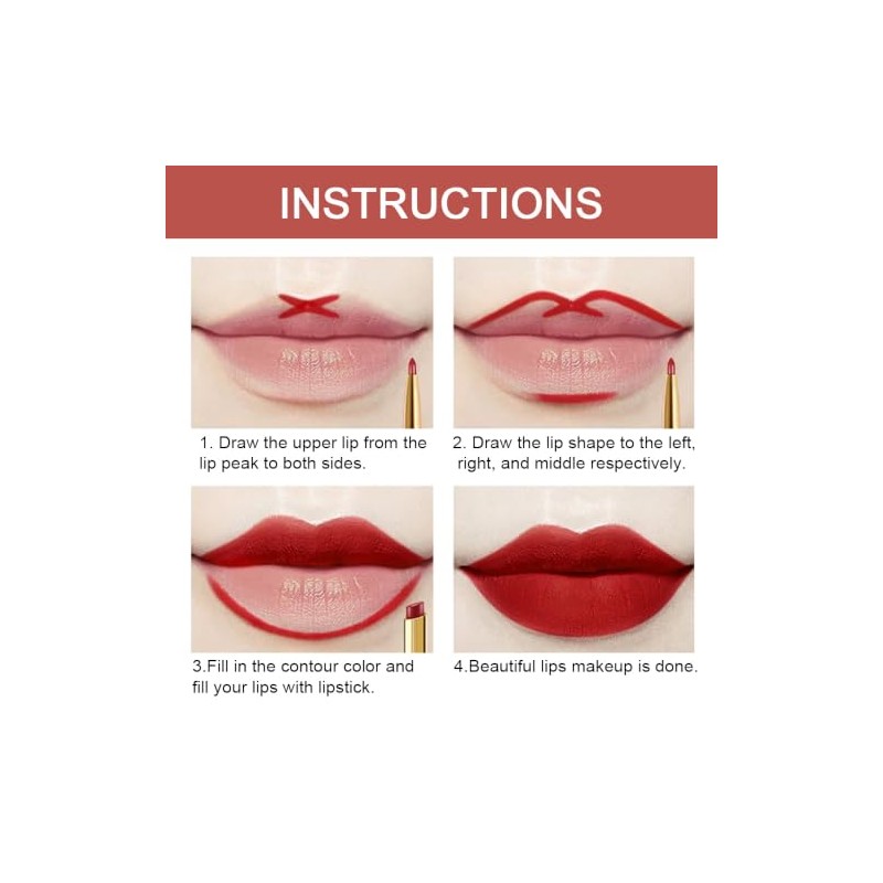 evpct- juego de delineador de labios y lápiz labial rojo