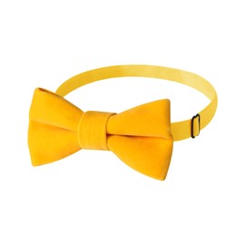 HOULIFE Children's Boys Bow Tie - Adjustable Girls Bow Tie Made of Velvet Pre-tied Bow Tie, Plain Bow Ties with Butterflies for Party, Ball, Banquet, Wedding with Gift Box, yellow