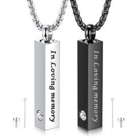Milacolato 2 Urn Necklaces for Men Women Urn Necklaces for Ashes Urns Pendant for Ashes Cube Urns for People Ashes Memorial Urn Locket Keepsake Urn Chains Jewellery for Ash Jewellery, Stainless Steel