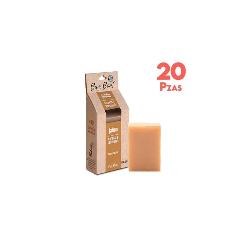 20 Pack Jabón Artesanal Natural Cerveza y Almendras 100 G