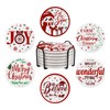 Christmas Coasters Set of 6, Round Ceramic Xmas Coasters with