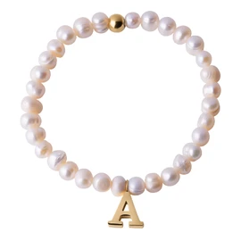 LuckyLy Pulseras Mujer de Perlas con Iniciales Letras, Brazalete con Dije de Acero Inoxidable con Baño de Oro 18k – Joyería y Accesorios ideales como Regalos para Mujer Originales Navidad, Regalos para Mamá, Modelo Galia
