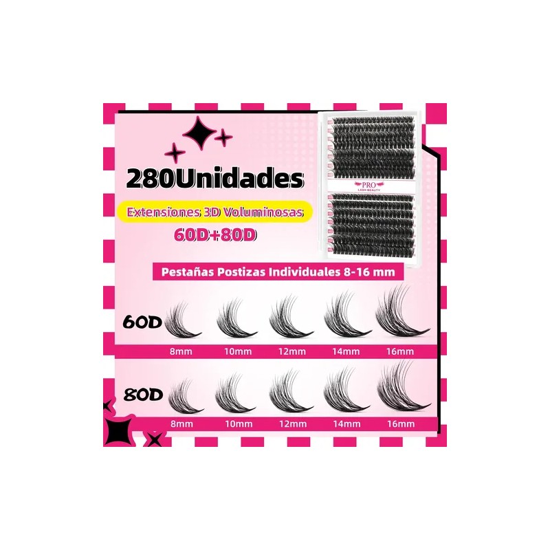 Kit De Extensiones De Pestañas Efecto 3d 40d60d80d Mixtas