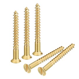 sourcing map Brass Wood Screws, 20Pcs M6 x 60mm Slotted Drive Flat Head Self Tapping Screw Countersunk for Woodworking Furniture
