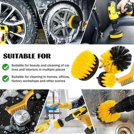6pcs Drill Brush Attachment Set, 4pcs 1/4in Power Cleaning Brushes + 2pcs Hand Mini Wire Brush, Drill Brush for Cleaning Bathroom, Tile, Carpet, Grout, Car Wheels, Kitchen