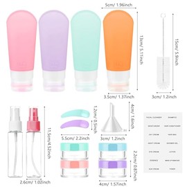 Botellas de Viaje Recargables, Paquete de 16 Contenedores de Silicona Reutilizable, Envases para Viaje a Prueba de Fugas, 2 Onzas+3 Onzas, Recipientes Exprimibles sin BPA para Champú, Acondicionador, loción