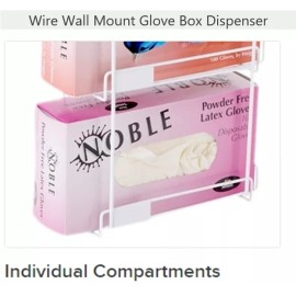 Noble 3-Tier White Coated Glove Box Holder Wire Wall-Mount Saves Counter Space