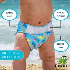 FREDS Swim Nappy Blue - Reusable Swim Nappy for Boys 4-9 kg & 9-16 kg (9-16 kg)