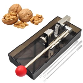 Frezonika Nut Crackers for All Nuts with 3 Picks Included, Stainless Steel Nutcracker for Black Walnuts Pecan Macadamia, Manual Adjustable Jaws Nutcracker Tool (Silver)
