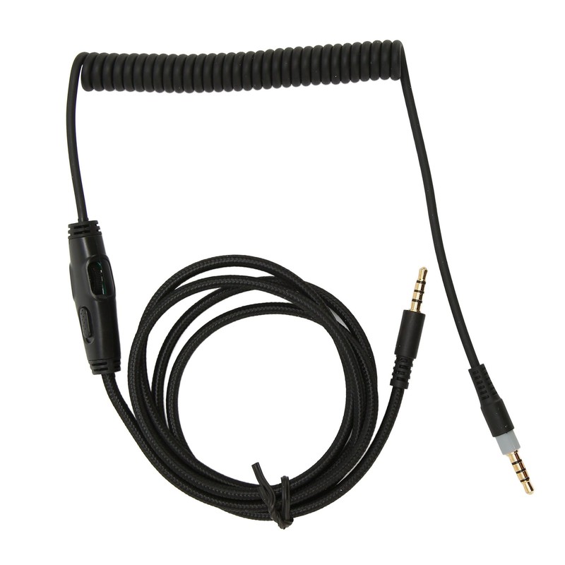Coiled Headphone Cable Replacement Headset Sound Cord with Volume Key