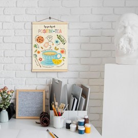 HKTZM Positive Tea Wooden Poster Hangers 12.5×17 Inch,Motivational Poster Hanger Frame,Inspirational Hanging Frames,Mental Health Posters Hanger Frame,Wooden Poster Frame Daily Affirmations For Kids