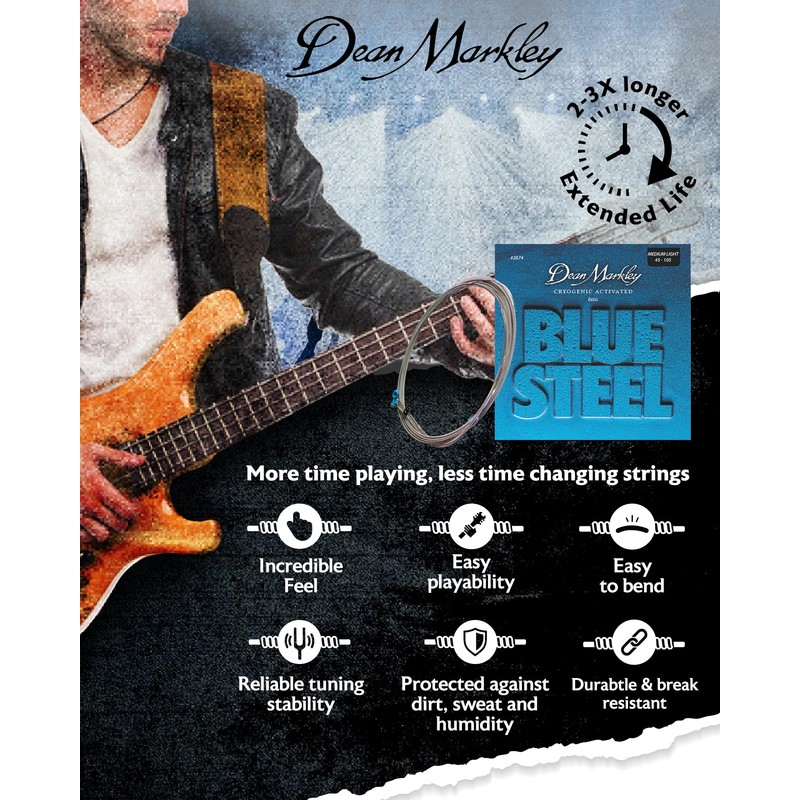 Dean Markley 2674 (.045 - .105) Blue Steel Bass ML