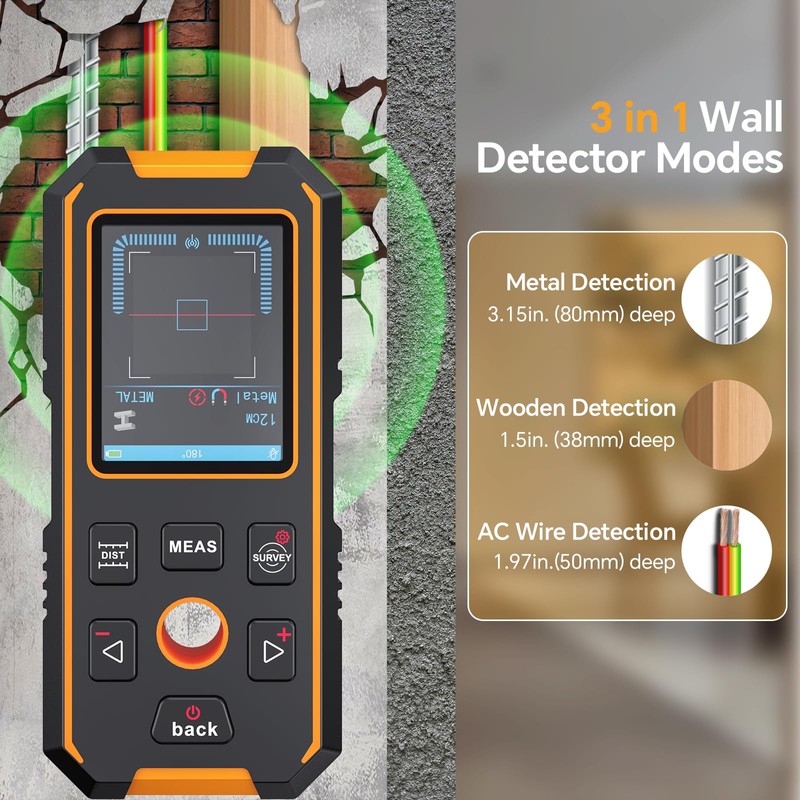 GOTMEET Stud Finder with Laser Measure - 4 in 1