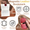 MOTEERLLU Leather Magnetic Bookmark with Pen Holder - Initial Pattern