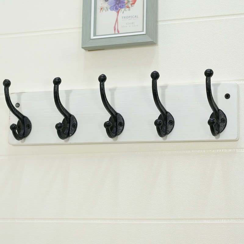 WEBI Rustic Coat Rack Wall Mount,5 Cast Iron Coat Hooks
