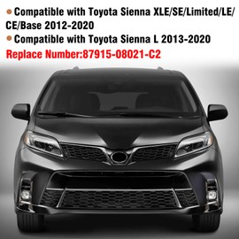 Moonlinks Compatible with Toyota Sienna 2012 2013 2014 2015 2016 2017 2018 2019 2020 Right Passenger Side Mirror Cover Replacement,Glossy Black Right Side Clip-on Mirror Cap Replace for 87915-08021-C2