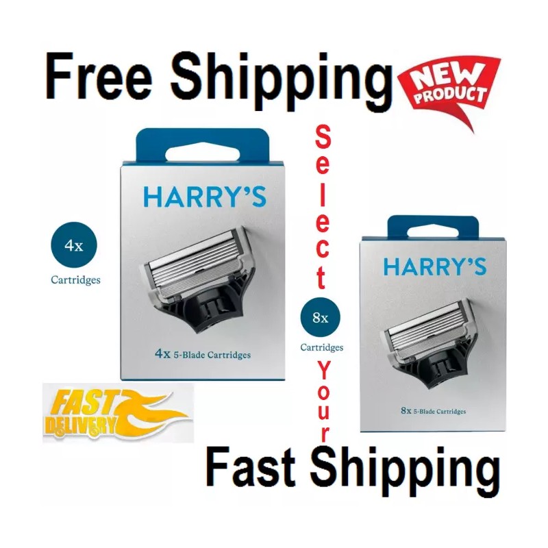 Harry's Men's 5-Blade Razor Blade Refills, 4 Count & 8