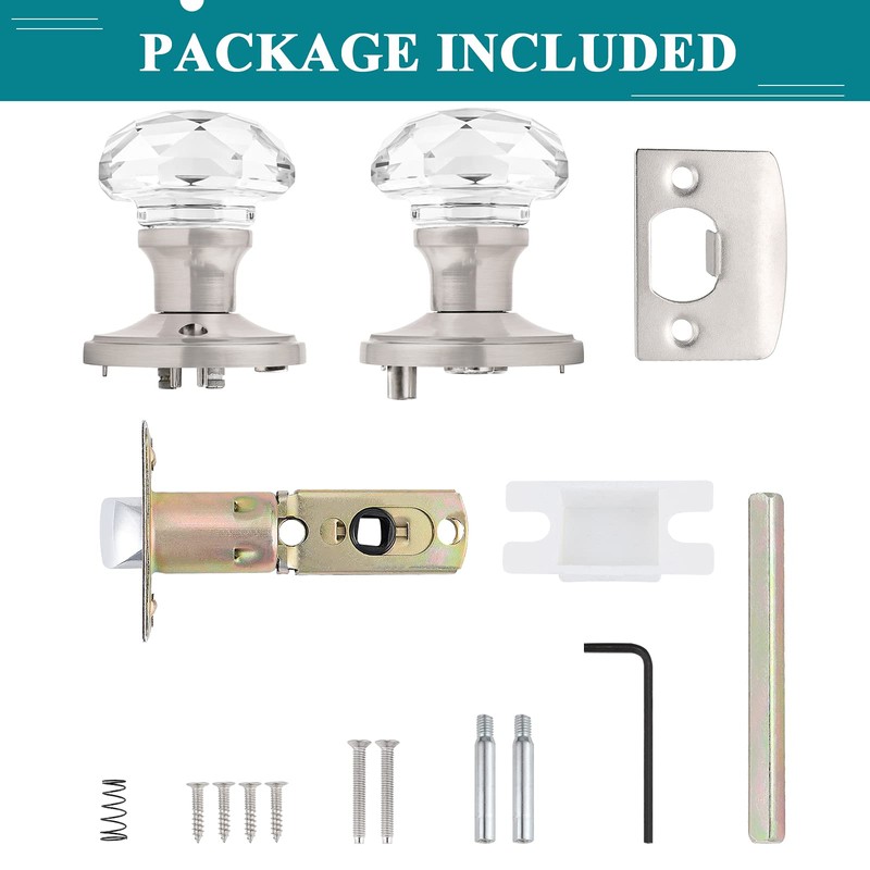 3 Pack Orger Glass Door Knobs for Hallway and Closet,