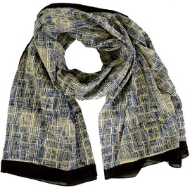 GURU SHOP Lightweight Pareo, Sarong, Hand Printed Cotton Cloth, Men/Women, Blue, Cotton, Size: One Size, Blue Combination 12, Unit size