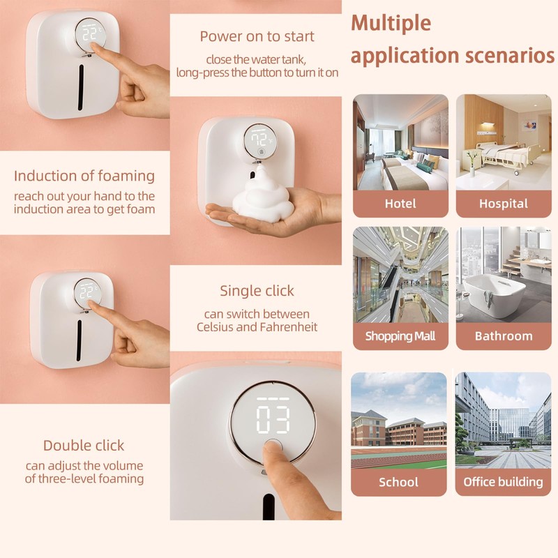 Automatic Soap Dispenser Touchless,Soap Dispenser for Kitchen Sink,Foaming Soap Dispensers-Rechargeable,
