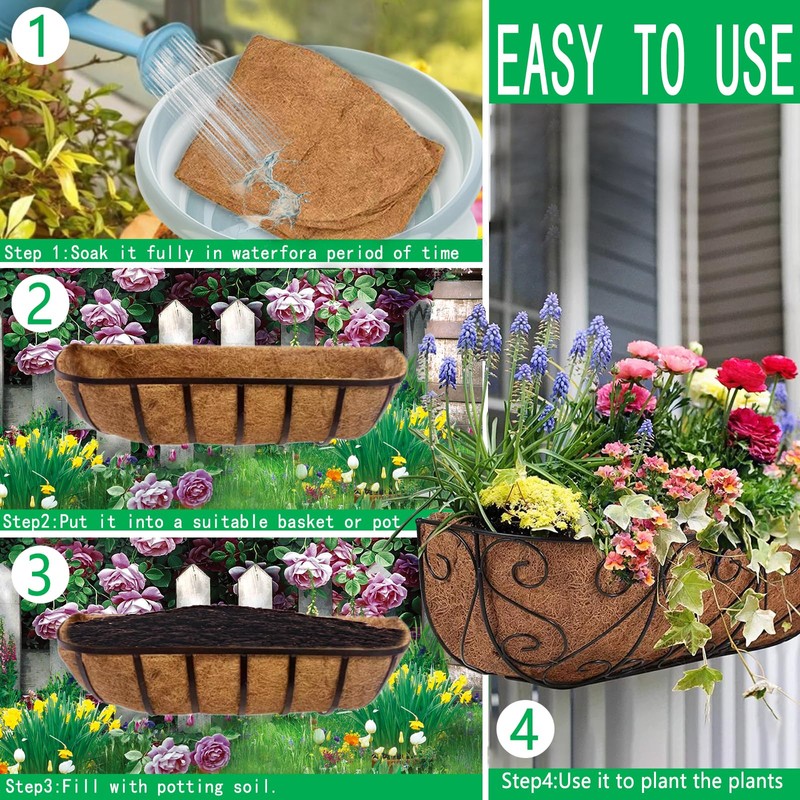 Fengaim Trough Coco Replacement Liners, Coco Fiber Liners for Planters