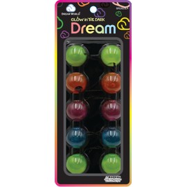 Dream World Glow In The Dark Ponytail Holder 25 MM Bead Assorted Colors #4 5 Piece Pack