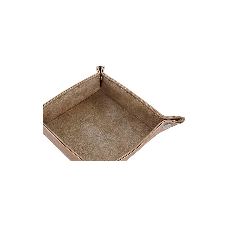 DRW Vassoio svuotatascarpe ecopelle marrone cammello 18 x 18 x