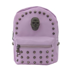 GOTHX Mini Gothic Metal Cross Stud Lilac Pastel Goth Backpack Rucksack | Small School Rock Bag
