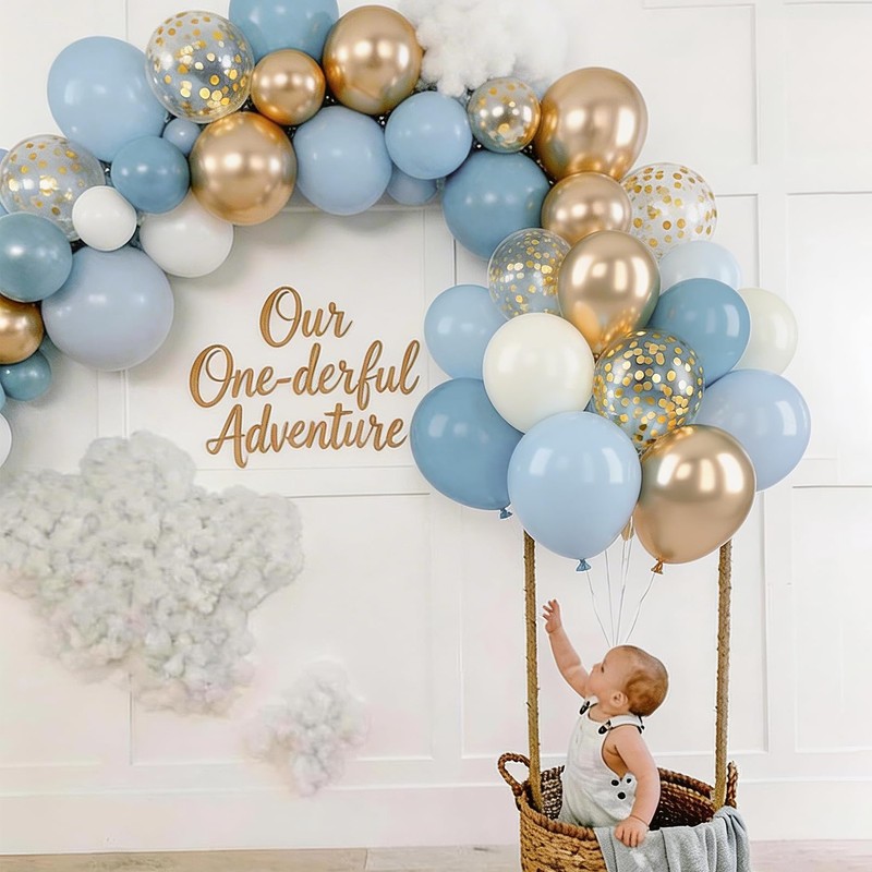 Dusty Blue Balloons, 62PCS Birthday Balloons Pack 12 Inch