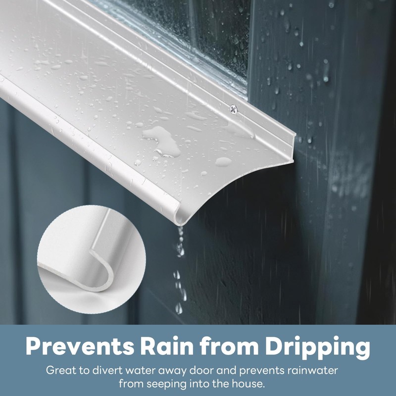 Orechic Heavy-Duty Aluminum Door Rain Drip Guard, 4″ Extra-Wide and