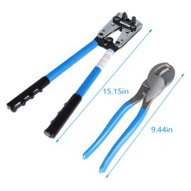 raseparter Battery Cable Lug Crimper Tool for Crimping Wire Cable with Cable Cutter for 10,8,6,4,2 and 1/0 AWG Wire Cable Cutting and Crimping with Storage Bag, Blue