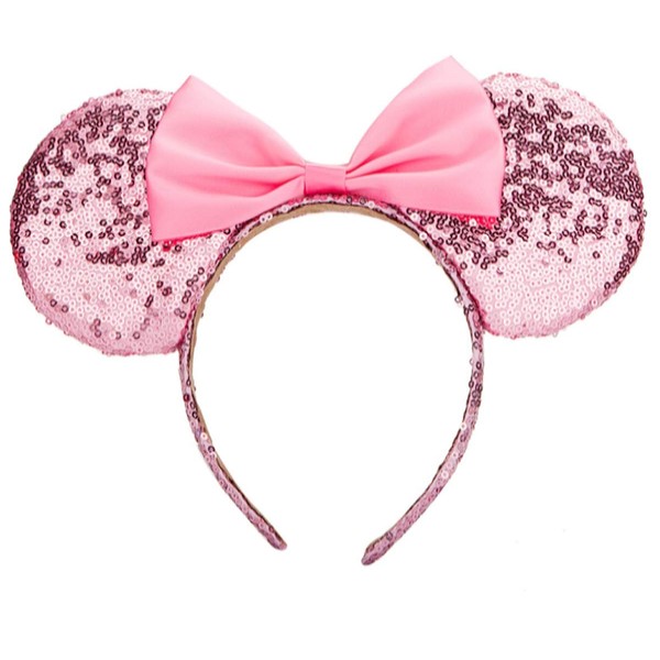Disfraz de Minnie Ears diadema, orejas de ratón de lentejuelas, talla única, color rosa